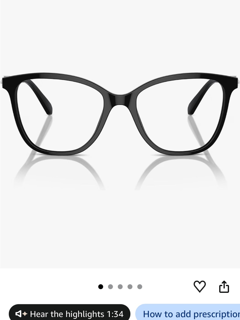 Swarovski Black Cat-Eye Women's Glasses